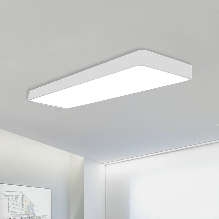 Lampe suspendue rectangulaire simplicité métal Led 47 "de Long blanc/bleu/jaune plafonnier pour bureau, 8"/12" de vaste