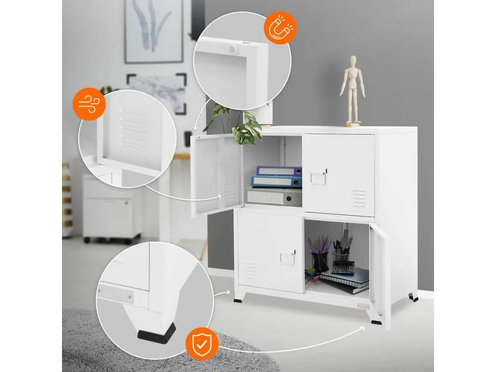Étagère d'angle Armoire de bureau Armoire métallique avec étagères Armoire en acier 75x40x80,5cm