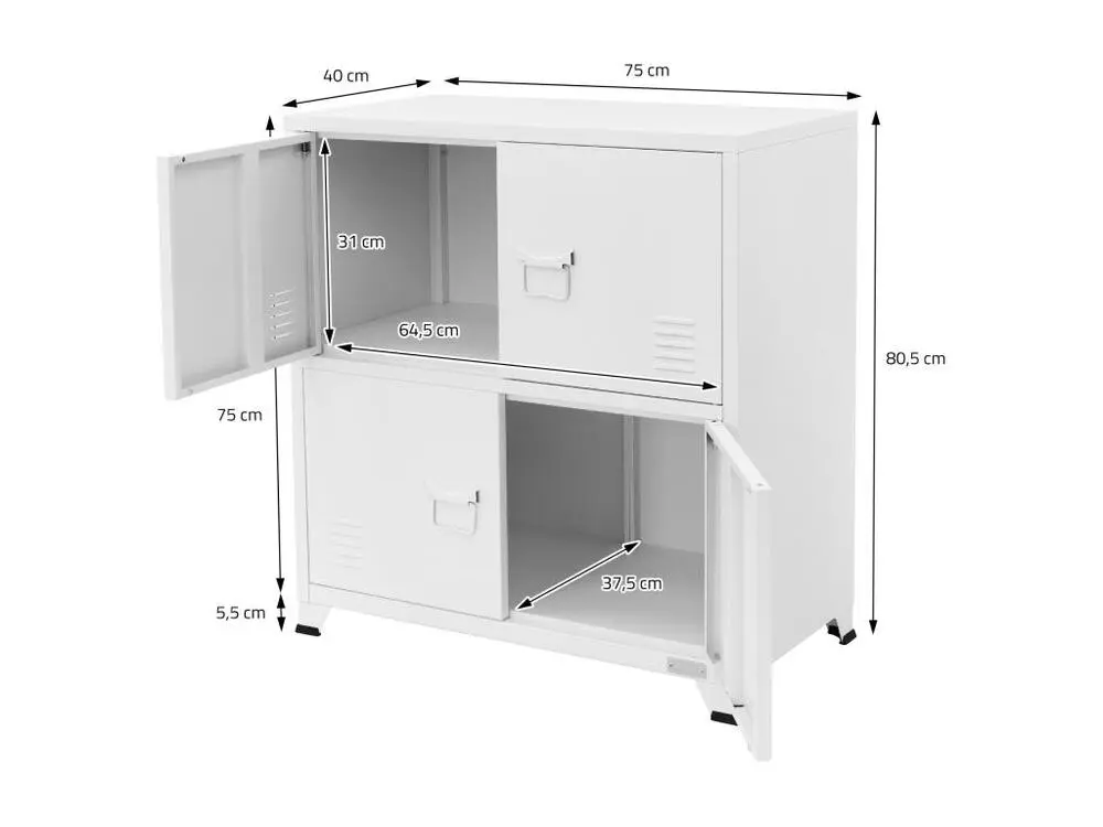 Étagère d'angle Armoire de bureau Armoire métallique avec étagères Armoire en acier 75x40x80,5cm