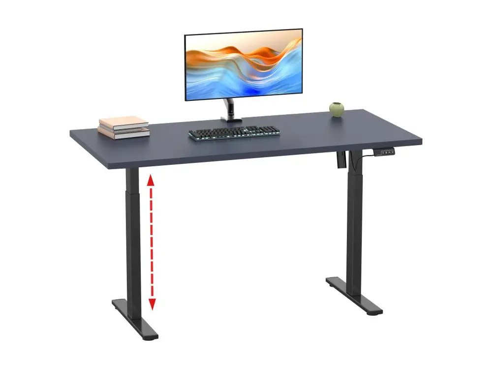 Étagère d'angle Bureau VCM réglable en hauteur en continu électriquement Lona 110x80 Noir (Anthracite)