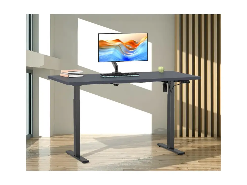 Étagère d'angle Bureau VCM réglable en hauteur en continu électriquement Lona 110x80 Noir (Anthracite)