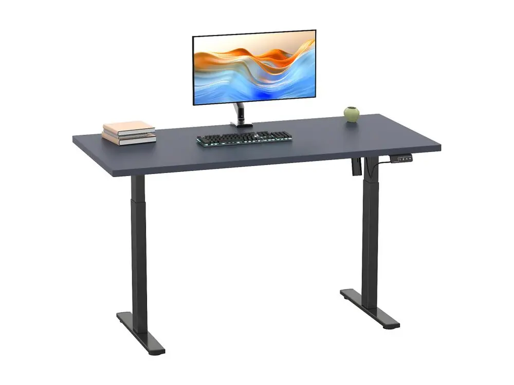 Étagère d'angle Bureau VCM réglable en hauteur en continu électriquement Lona 110x80 Noir (Anthracite)
