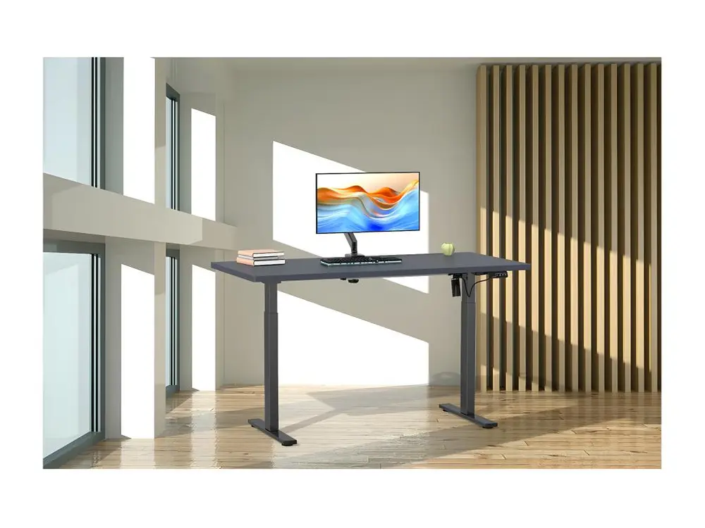 Étagère d'angle Bureau VCM réglable en hauteur en continu électriquement Lona 110x80 Noir (Anthracite)