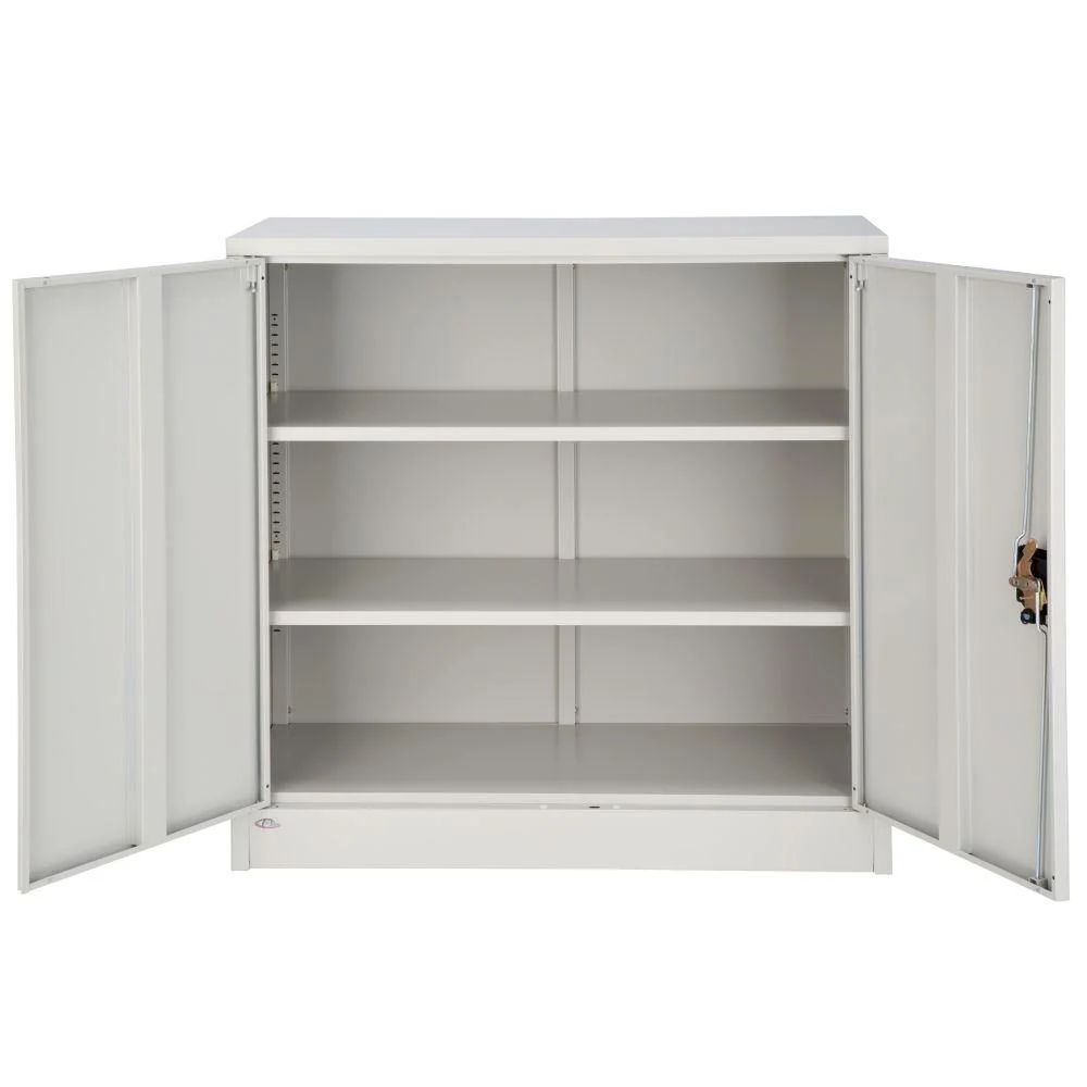 Étagère murale Armoire de bureau verrouillable métallique étagère meuble 3 niveaux gris 08_0000378