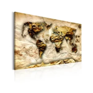 Tableau Cartes du monde Map: Leonardo da Vinci inspiration : Taille - 120 x 80 cm