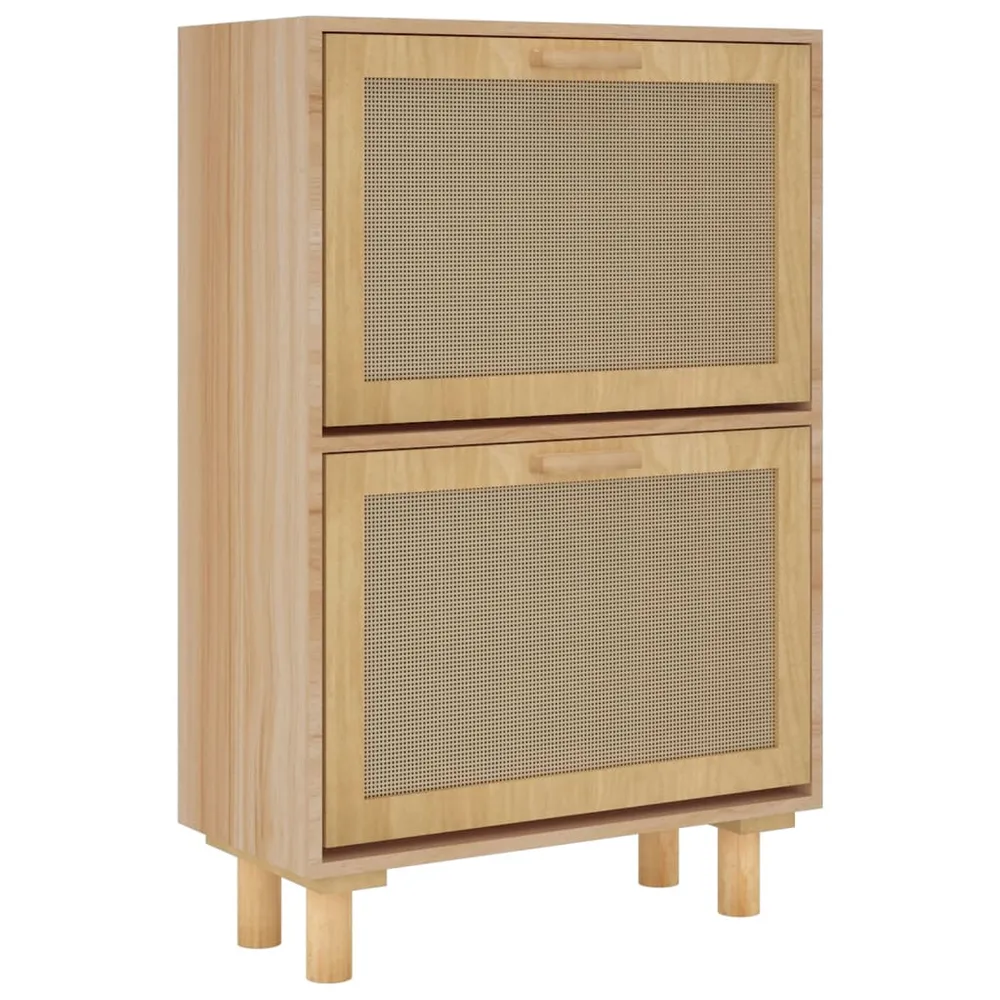 Armoire à chaussures range chaussures rangement meuble entrée couloir salon 52 x 25 x 80 cm bois d'ingénierie/rotin brun 0...