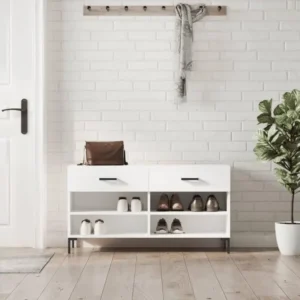 Banc à chaussures blanc 102x35x55 cm bois d'ingénierie Format A5