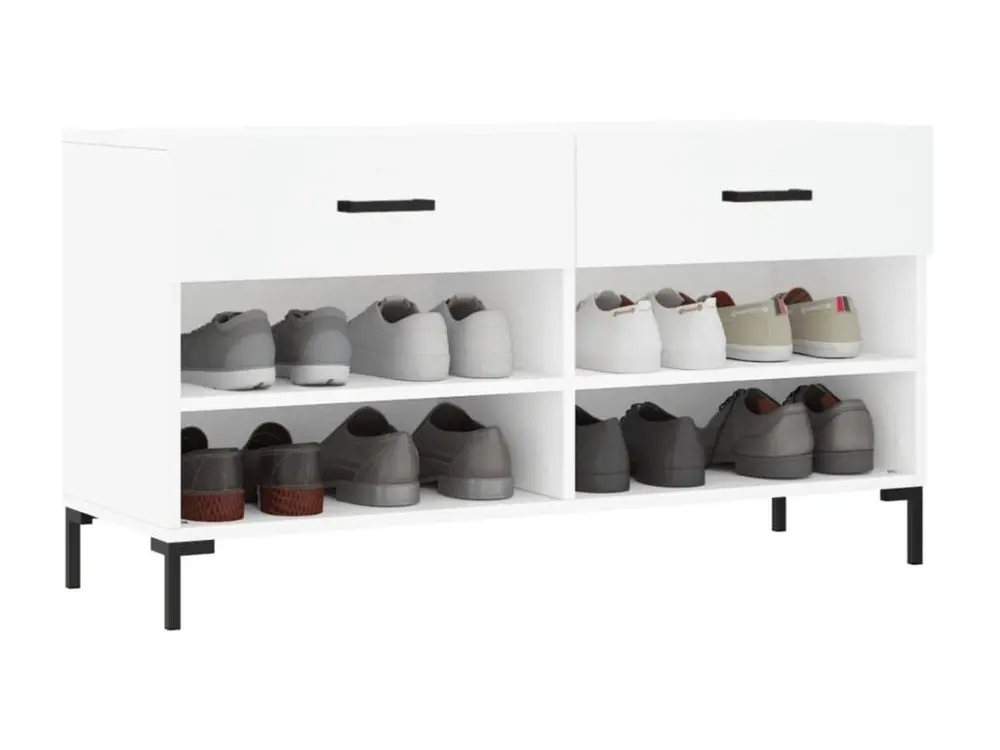 Banc à chaussures blanc 102x35x55 cm bois d'ingénierie Format A5
