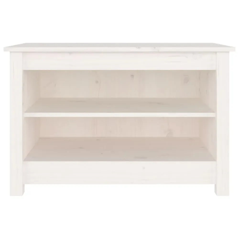 Banc à chaussures bottes commode étagère meuble entrée rangement 70 x 38 x 45,5 cm bois de pin massif blanc 02_0022890