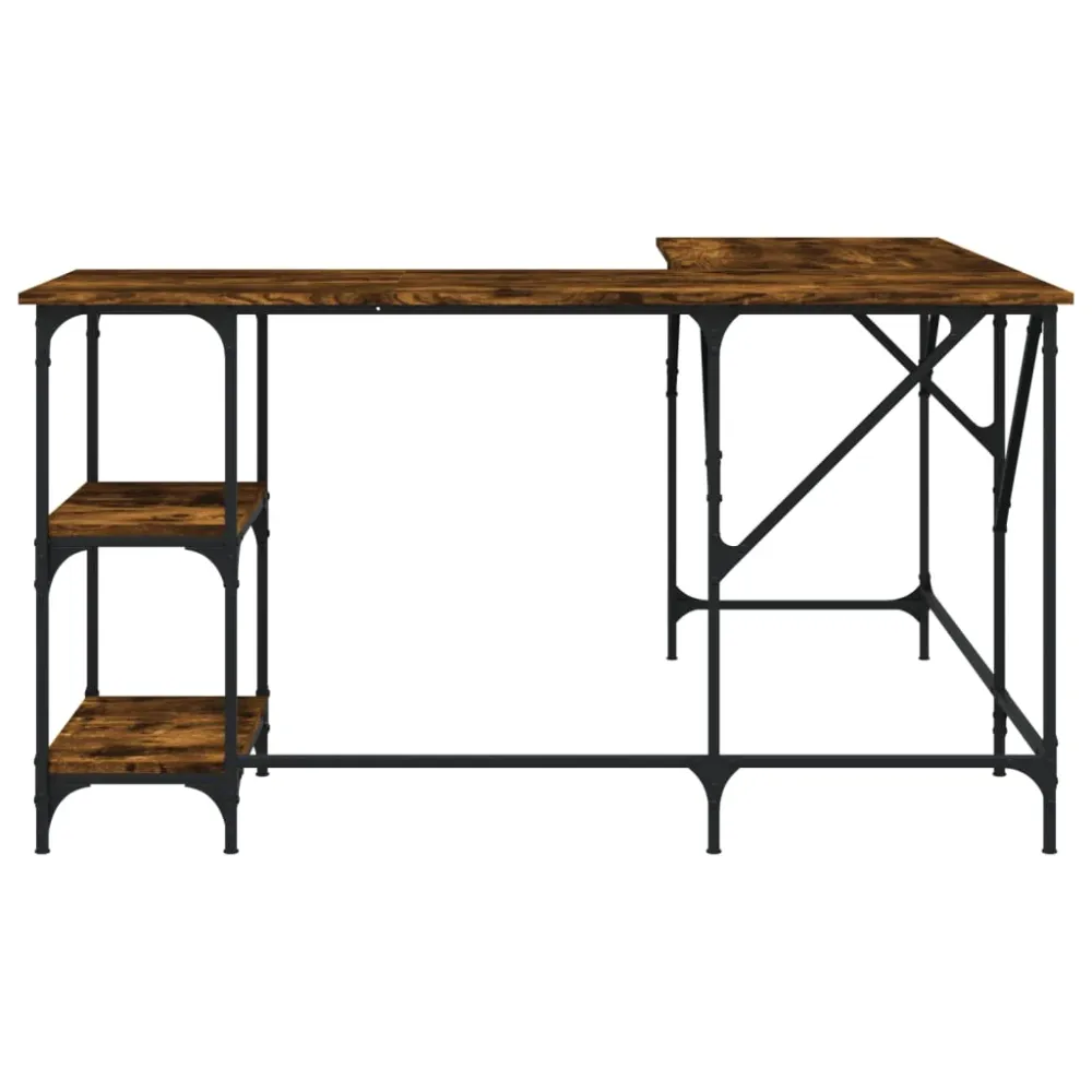 Bloc de formulaires Bureau table poste de travail meuble d'ordinateur informatique étude chêne fumé 139 x 139 x 75 cm bois...