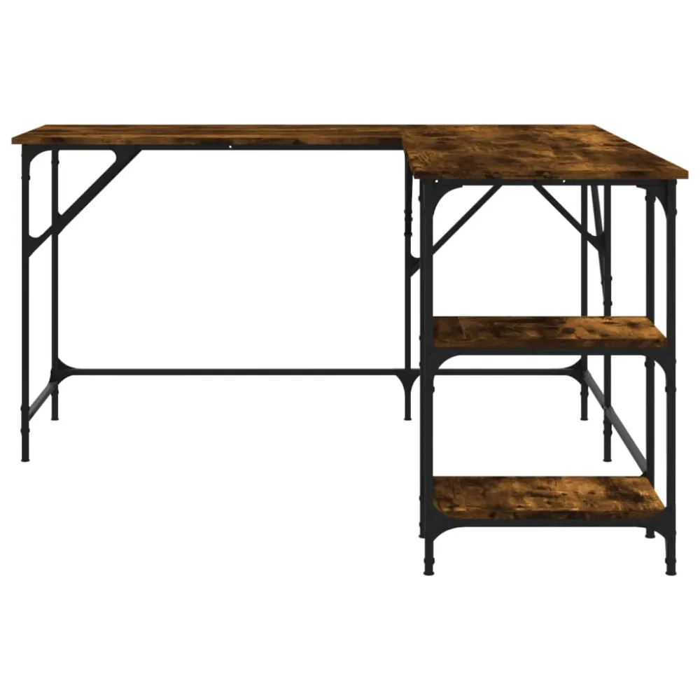 Bloc de formulaires Bureau table poste de travail meuble d'ordinateur informatique étude chêne fumé 139 x 139 x 75 cm bois...