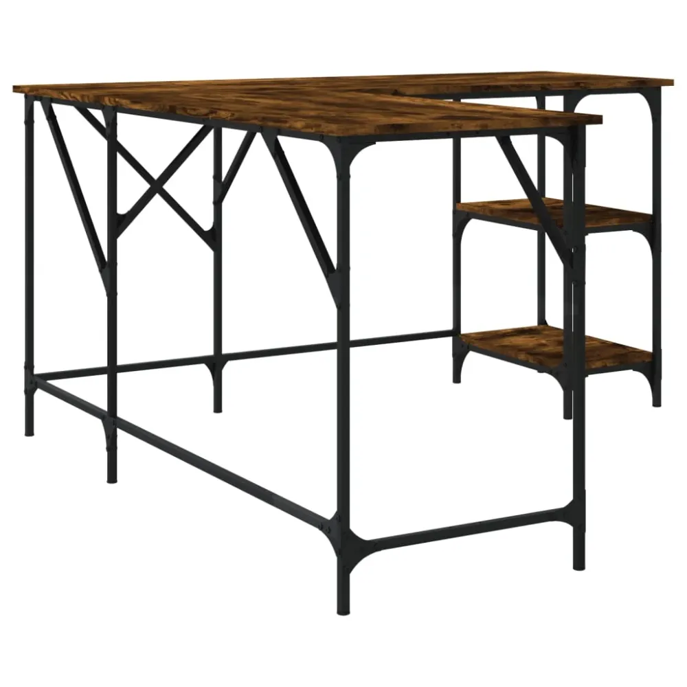 Bloc de formulaires Bureau table poste de travail meuble d'ordinateur informatique étude chêne fumé 139 x 139 x 75 cm bois...