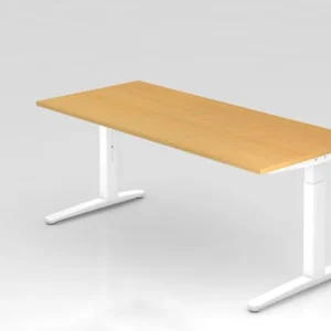 Bureau Hammerbacher base C 180x80cm hêtre/blanc coulisses en aluminium blanc VXB19/6/WW commander à bas prix en Polypropyl...