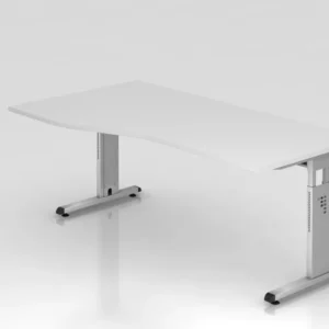 Bureau Hammerbacher pied C 180x100/80cm blanc/argent hauteur de travail 65-85 cm VOS18/W/S obtenir à bas prix