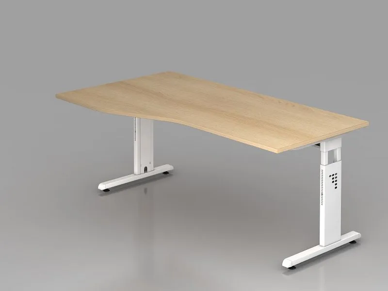 Bureau Hammerbacher pied C 180x100/80cm chêne/blanc hauteur de travail 65-85 cm VOS18/E/W magasiner à bas prix