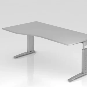 Bureau Hammerbacher pied C 180x100/80cm gris/argent hauteur de travail 68-86 cm réglable VUS18/5/S se fournir à bas prix