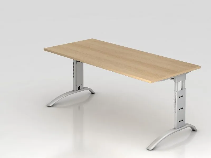 Bureau Hammerbacher pied C 180x80cm chêne hauteur de travail 65 - 85 cm VFS19/E/S magasiner à bas prix Compatible avec Cla...