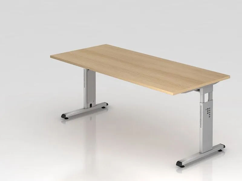 Bureau Hammerbacher pied C 180x80cm chêne/argent hauteur de travail 65-85 cm VOS19/E/S obtenir à bas prix avec Numérotatio...