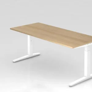 Bureau Hammerbacher pied C 180x80cm chêne/blanc coulisses aluminium blanc VXB19/E/WW magasiner à bas prix