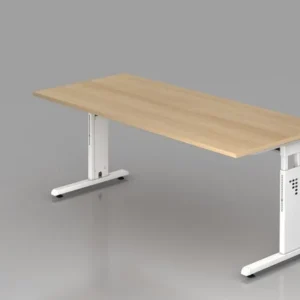 Bureau Hammerbacher pied C 180x80cm chêne/blanc hauteur de travail 65-85 cm VOS19/E/W commander à bas prix Lot de 50