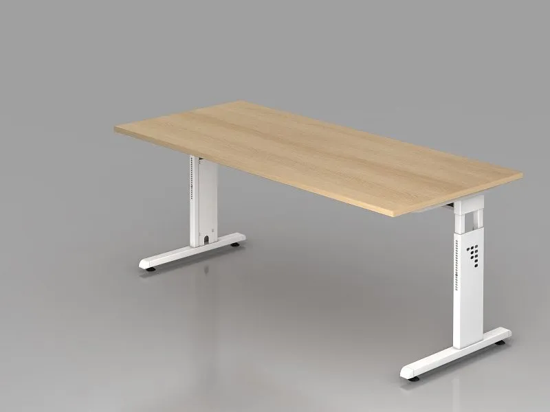 Bureau Hammerbacher pied C 180x80cm chêne/blanc hauteur de travail 65-85 cm VOS19/E/W commander à bas prix Lot de 50