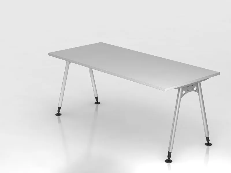 Bureau Hammerbacher pied 180x80cm gris forme rectangulaire VAS19/5/S se procurer à bas prix