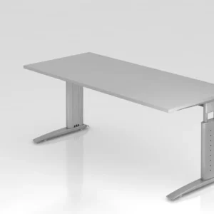 Bureau Hammerbacher pied C 180x80cm gris/argent hauteur de travail 68-86 cm réglable VUS19/5/S se procurer à bas prix