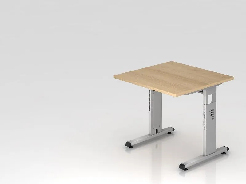Bureau Hammerbacher pied C 80x80cm chêne/argent hauteur de travail 65-85 cm VOS08/E/S commander à bas prix