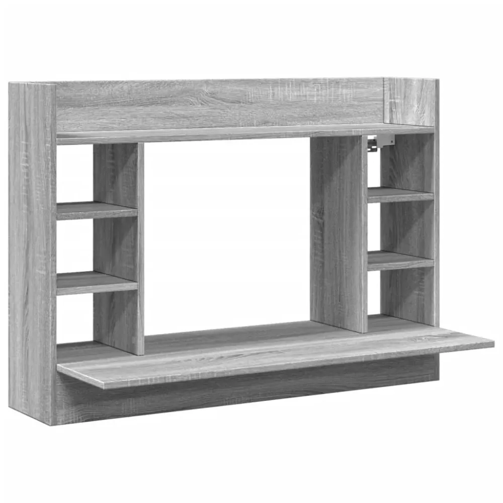 Bureau table poste de travail meuble d'ordinateur informatique étude mural sonoma 105 x 48 x 75 cm bois d'ingénierie gris...