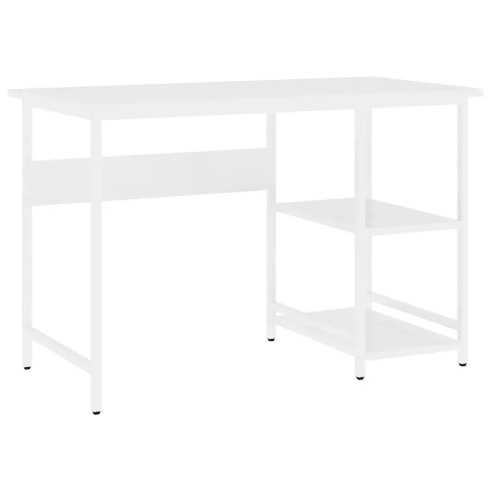 Bureau table poste de travail meuble d'ordinateur informatique étude d'ordinateur 105 x 55 x 72 cm MDF et métal blanc 02_0...