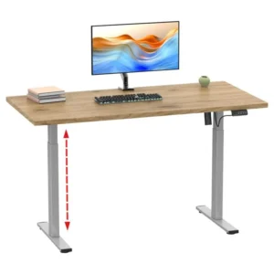 Bureau VCM réglable en hauteur en continu électrique Lona 110x80 argent (chêne miel) pour TPE/PME