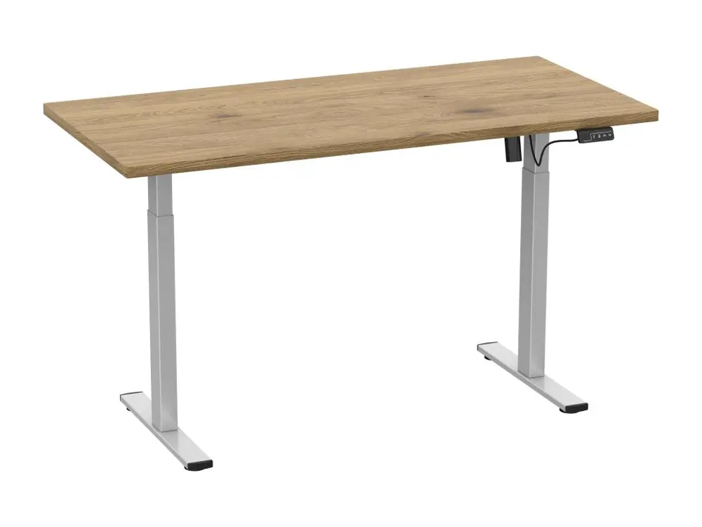 Bureau VCM réglable en hauteur en continu électrique Lona 110x80 argent (chêne miel) pour TPE/PME