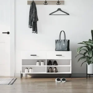 Carnet de reçus Banc à chaussures blanc 102x35x55 cm bois d'ingénierie