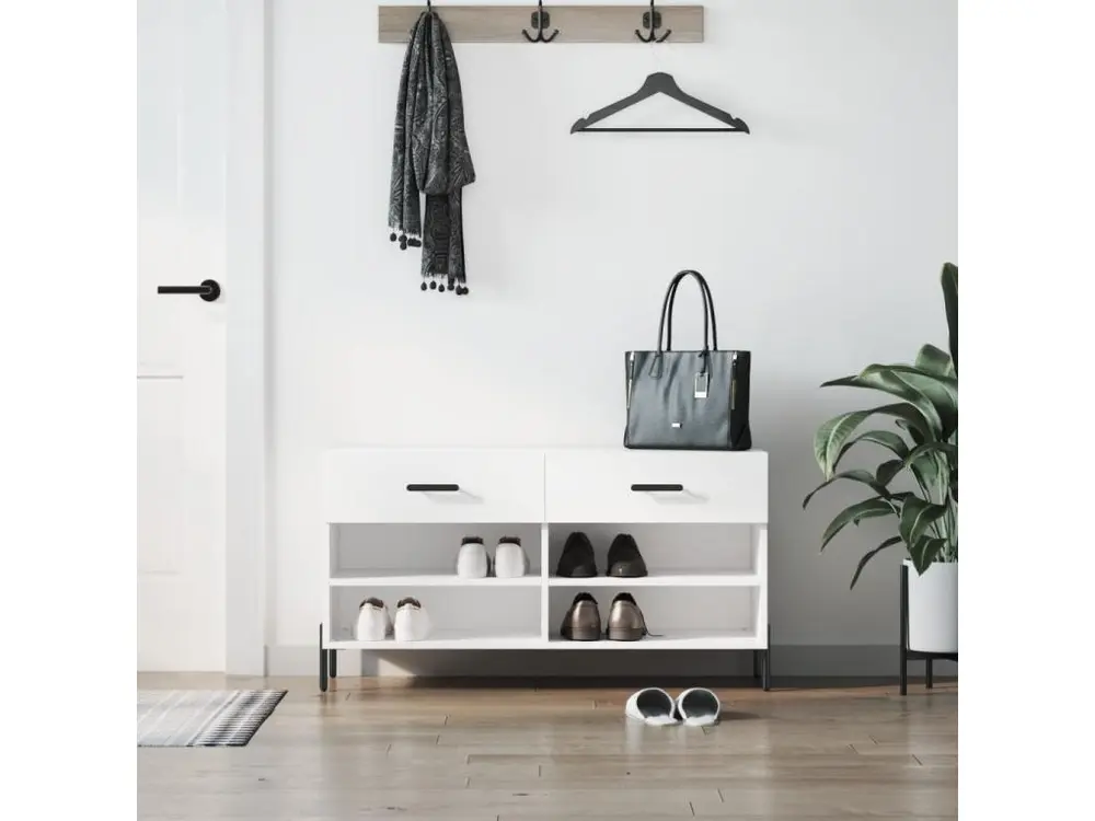 Carnet de reçus Banc à chaussures blanc 102x35x55 cm bois d'ingénierie