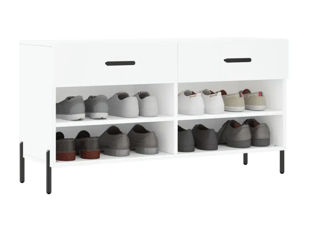 Carnet de reçus Banc à chaussures blanc 102x35x55 cm bois d'ingénierie