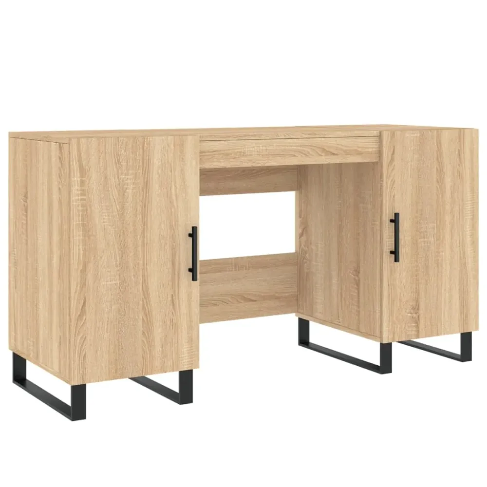 Carnet de reçus Bureau table poste de travail meuble d'ordinateur informatique étude chêne sonoma 140 x 50 x 75 cm bois d'...