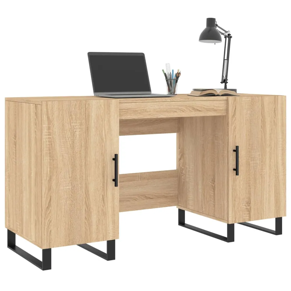 Carnet de reçus Bureau table poste de travail meuble d'ordinateur informatique étude chêne sonoma 140 x 50 x 75 cm bois d'...