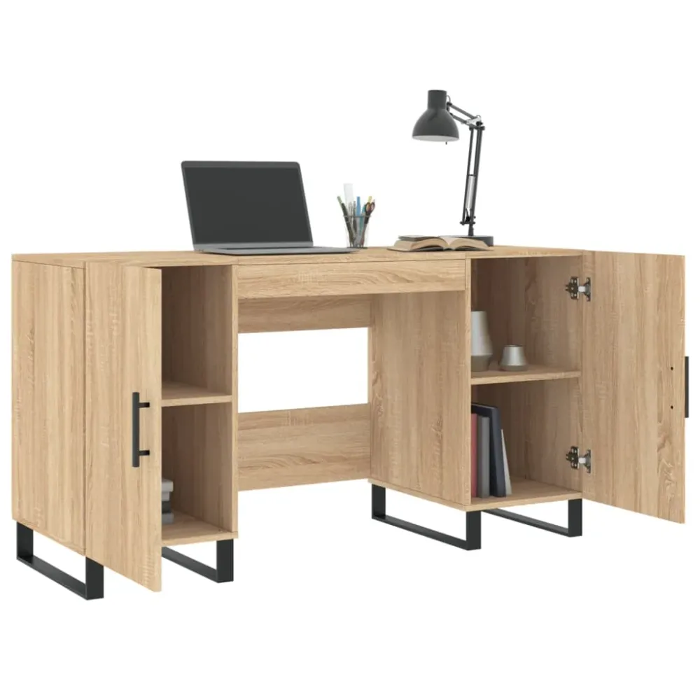 Carnet de reçus Bureau table poste de travail meuble d'ordinateur informatique étude chêne sonoma 140 x 50 x 75 cm bois d'...