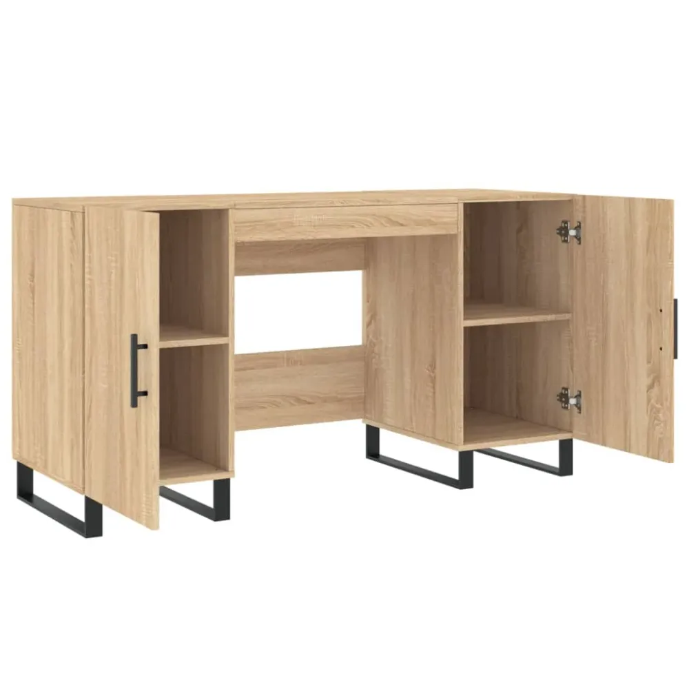 Carnet de reçus Bureau table poste de travail meuble d'ordinateur informatique étude chêne sonoma 140 x 50 x 75 cm bois d'...