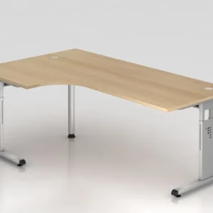 Carnet de reçus Table d'angle Hammerbacher pied C 200x120cm 90° chêne/argent forme d'angle 90° peut être...