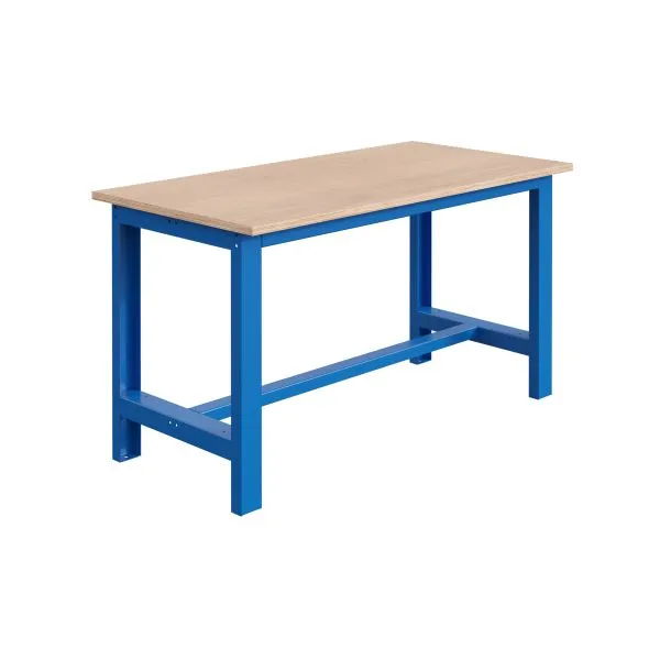 Etabli pour charges lourdes SOFAME SI L 1200 x P 750 x H 824 mm plan de travail multiplex 24 mm bleu ciel RAL 5015 W010010...