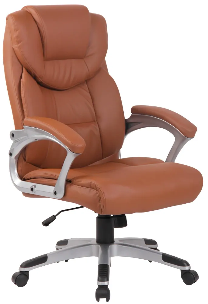 Fauteuil de bureau dossier inclinable hauteur réglable en PVC marron manifeste cadre métal 10_0006968 pour Comptables