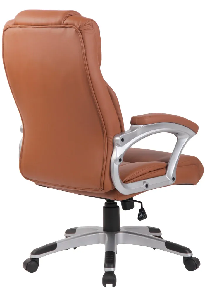 Fauteuil de bureau dossier inclinable hauteur réglable en PVC marron manifeste cadre métal 10_0006968 pour Comptables