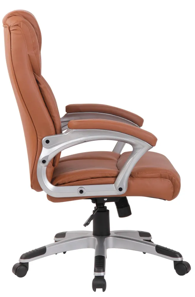 Fauteuil de bureau dossier inclinable hauteur réglable en PVC marron manifeste cadre métal 10_0006968 pour Comptables