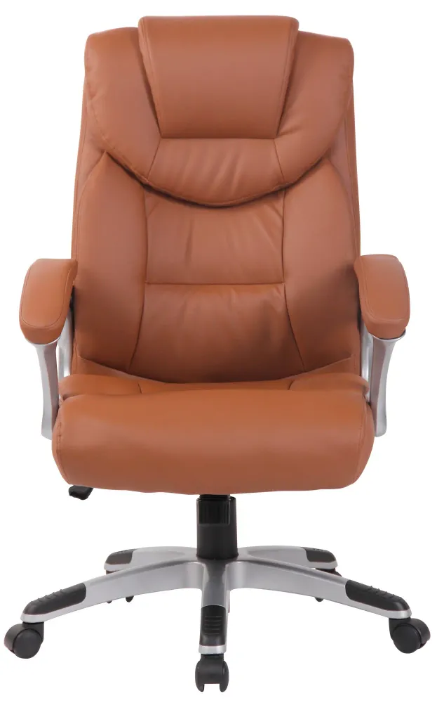 Fauteuil de bureau dossier inclinable hauteur réglable en PVC marron manifeste cadre métal 10_0006968 pour Comptables