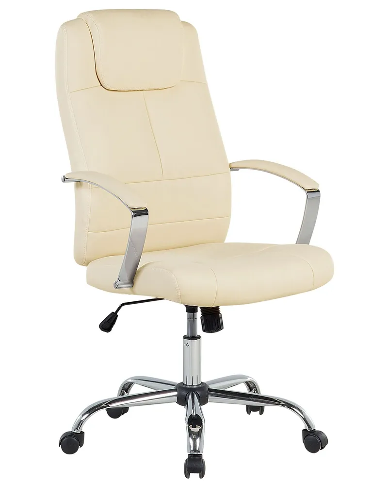 Faux Leather Executive Chair Écru WINNER