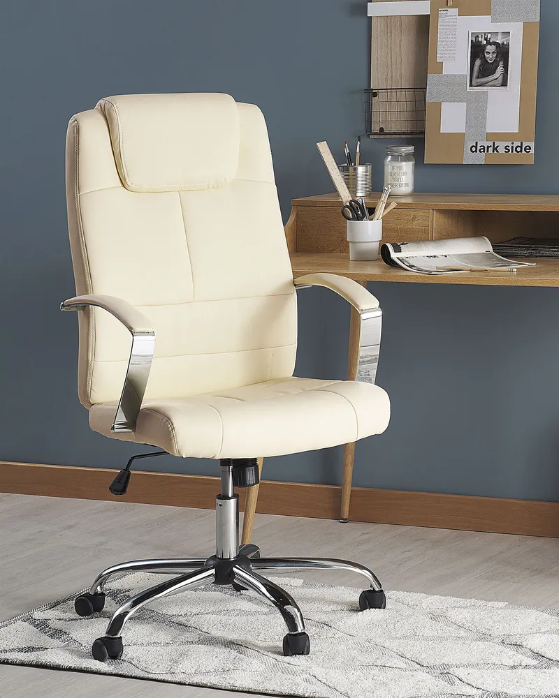 Faux Leather Executive Chair Écru WINNER