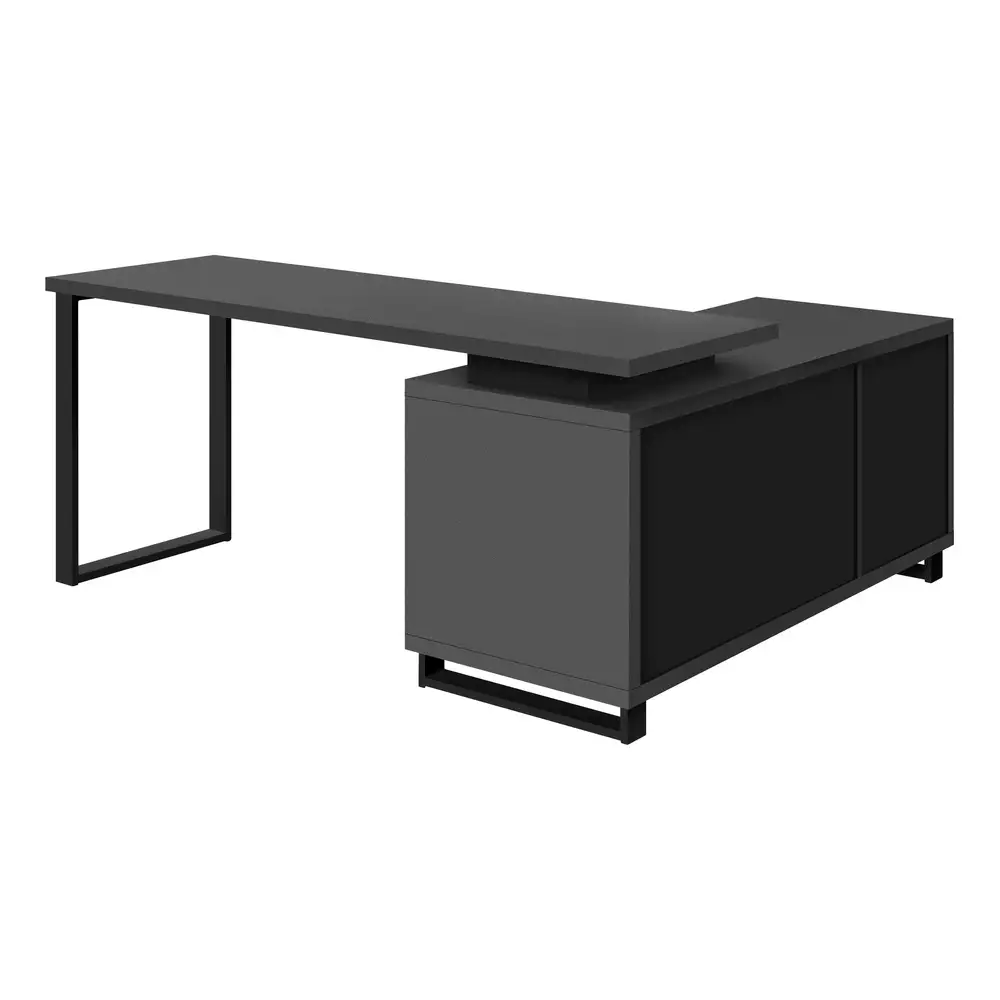 Organisateur de tickets Bureau D'Ordinateur - 72"L Gris Contemporain / Noir Coin ExéCutif