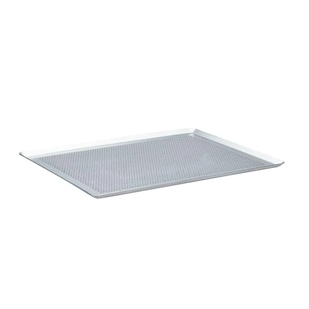 Plateau rectangulaire perforé en inox De Buyer