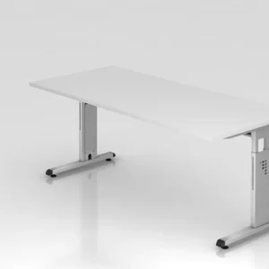 Porte-chèques Bureau Hammerbacher pied C 180x80cm blanc/argent hauteur de travail 65-85 cm VOS19/W/S se procurer à bas prix